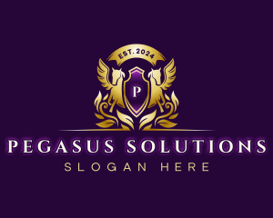 Luxury Stallion Pegasus logo design