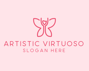 Wine Glass Butterfly  logo design