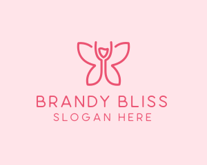 Wine Glass Butterfly  logo