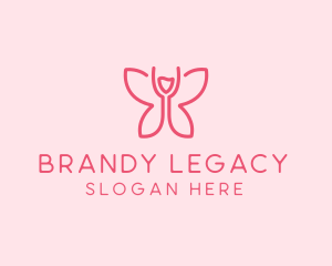 Wine Glass Butterfly  logo
