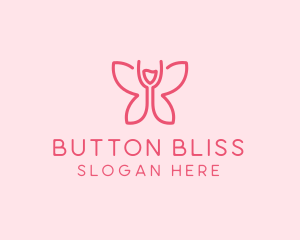 Wine Glass Butterfly  logo design