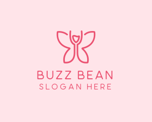 Wine Glass Butterfly  logo design