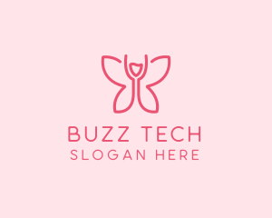 Wine Glass Butterfly  logo design