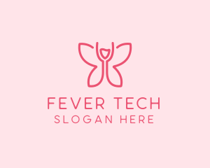 Wine Glass Butterfly  logo design