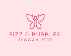 Wine Glass Butterfly  logo