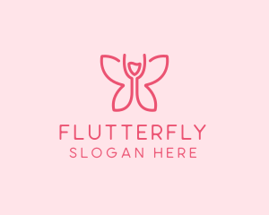 Wine Glass Butterfly  logo