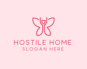 Wine Glass Butterfly  logo design