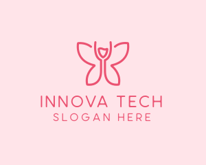 Wine Glass Butterfly  logo design