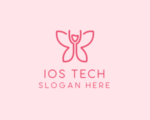 Wine Glass Butterfly  logo design