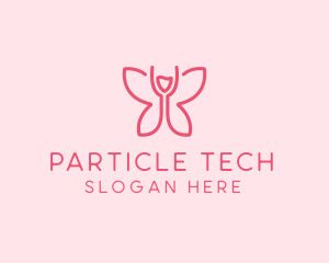 Wine Glass Butterfly  logo design