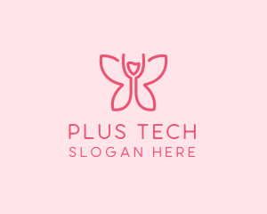 Wine Glass Butterfly  logo design