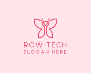 Wine Glass Butterfly  logo design