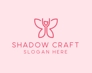 Wine Glass Butterfly  logo design