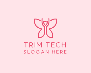 Wine Glass Butterfly  logo design