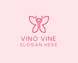 Wine Glass Butterfly  logo