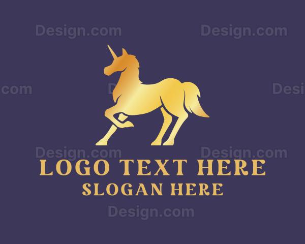 Golden Unicorn Creature Logo