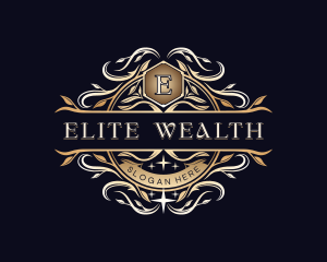 Luxury Crest Leaves logo design