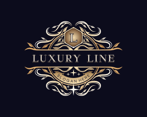 Luxury Crest Leaves logo design