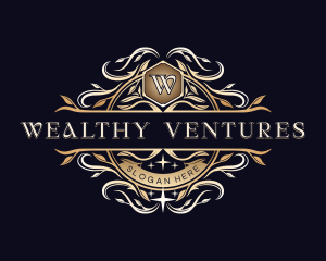 Luxury Crest Leaves logo design