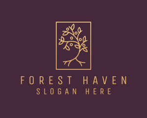 Golden Forest Tree logo design