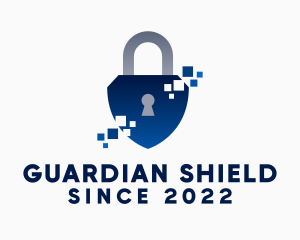 Pixel Protection Padlock logo design