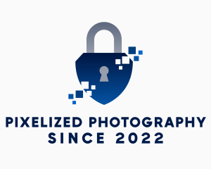 Pixel Protection Padlock logo design