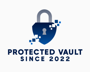 Pixel Protection Padlock logo design