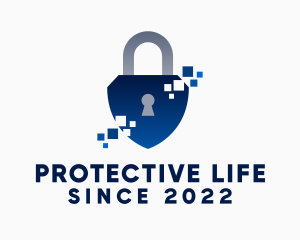 Pixel Protection Padlock logo design