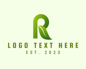 Organic Leaf Letter R logo
