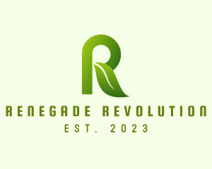 Organic Leaf Letter R logo design