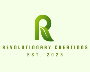 Organic Leaf Letter R logo design