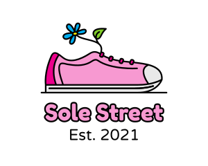 Floral Lady Sneaker Shoe logo design