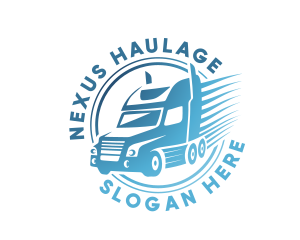 Blue Delivery Trailer Truck logo design