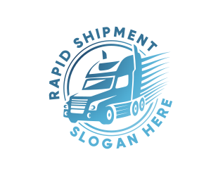 Blue Delivery Trailer Truck logo design