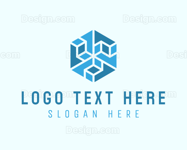 Blue Hexagon Construction Logo