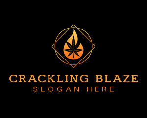 Cannabis Marijuana Flame logo design