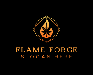 Cannabis Marijuana Flame logo design