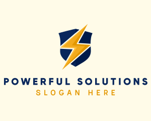 Electricity Bolt Shield logo design