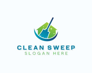 Cleaning Broom Housekeeping logo design