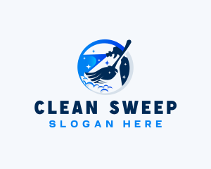 Broom Spray Cleaning Housekeeping logo design