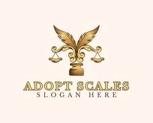 Legal Ornate Feather Scale Ink logo design