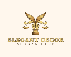 Legal Ornate Feather Scale logo design