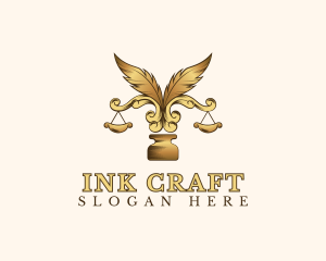 Legal Ornate Feather Scale Ink logo design