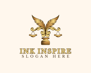 Legal Ornate Feather Scale Ink logo design