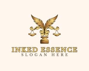 Legal Ornate Feather Scale Ink logo design