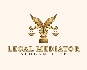 Legal Ornate Feather Scale Ink logo design