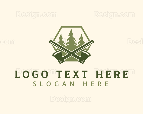 Wood Lumberjack Axe Logo