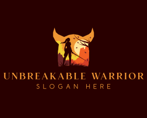 Warrior Swordswoman Gaming logo design