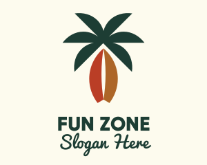 Coconut Surfboard Beach Island logo design