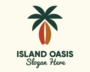 Coconut Surfboard Beach Island logo design